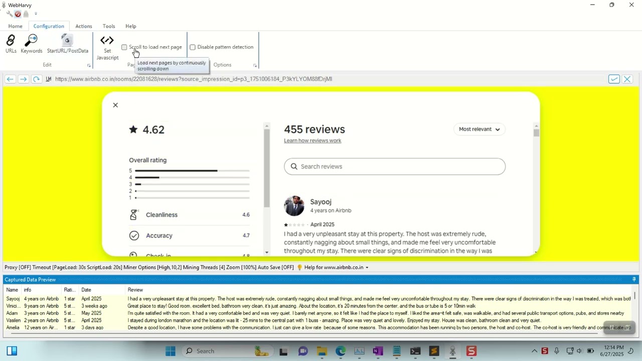 Scraping Airbnb Reviews using WebHarvy | 2025