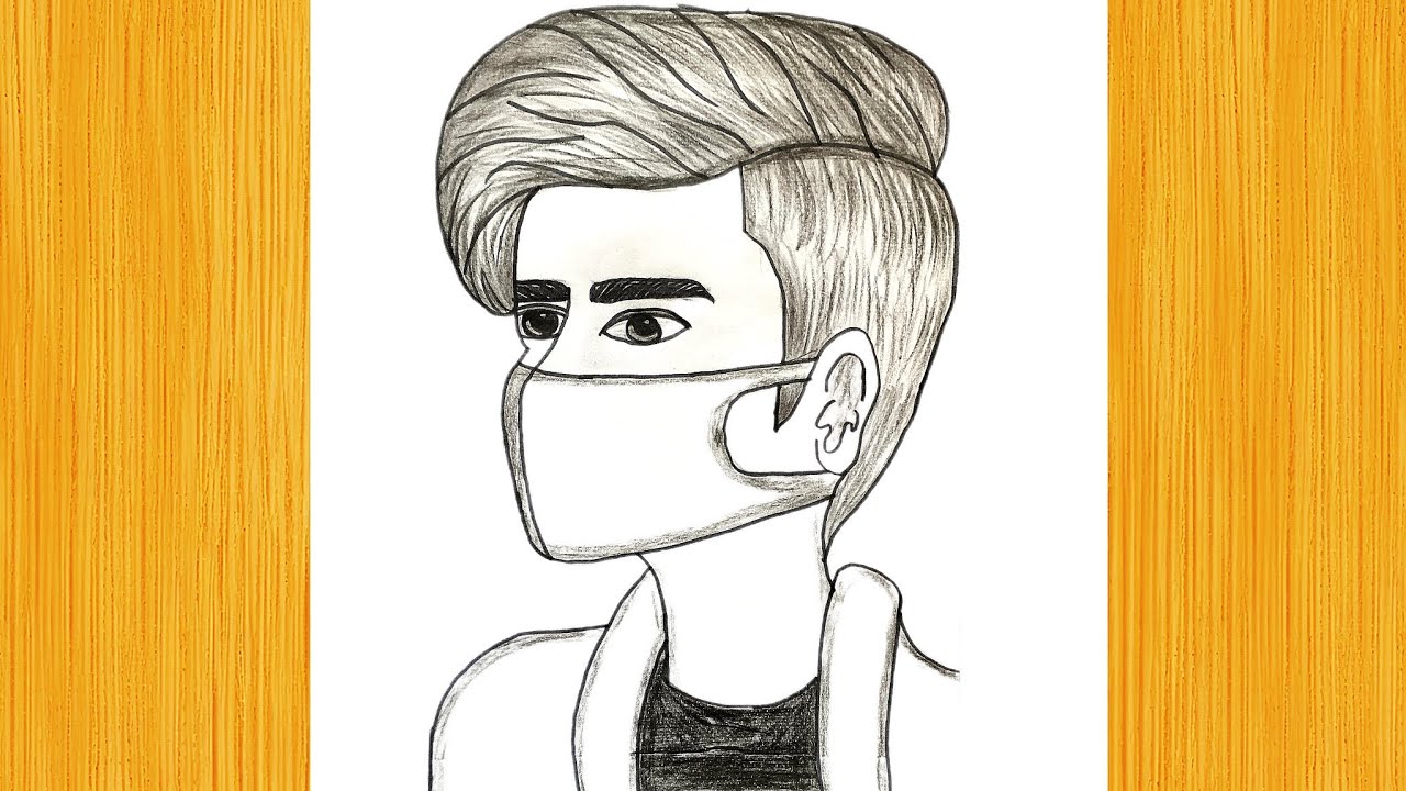 🖤How to draw boy with mask || Face Mask Portrait Drawing | Aakhon Ki Detailing Next Level 😲