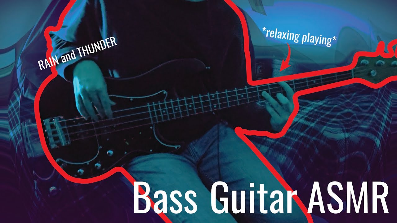 Random Bass Guitar Playing with Rain and Thunder