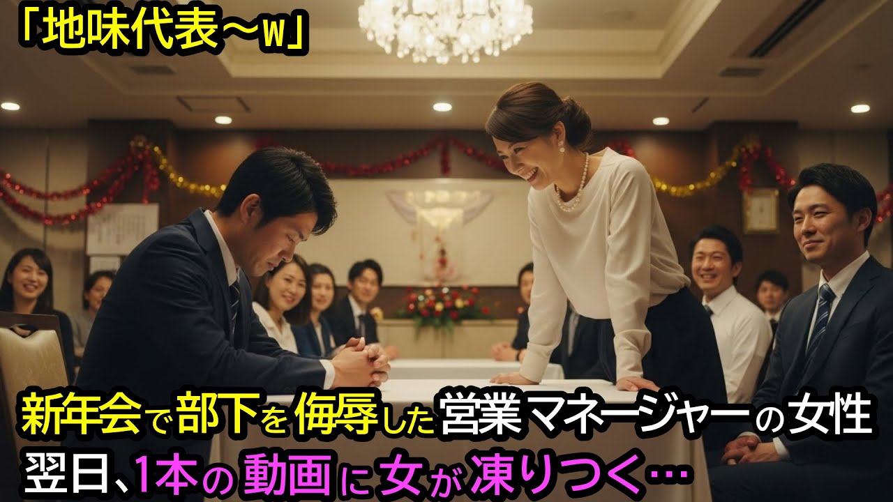 「地味代表〜w」新年会で部下を侮辱した営業マネージャーの女性。翌日、1本の動画に女が凍りつく…