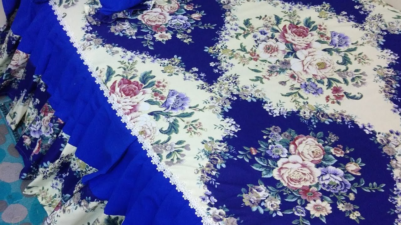 خياطه طقم سرير كبير بكرانيش خامه تركي 😍باسهل طريقة 💕