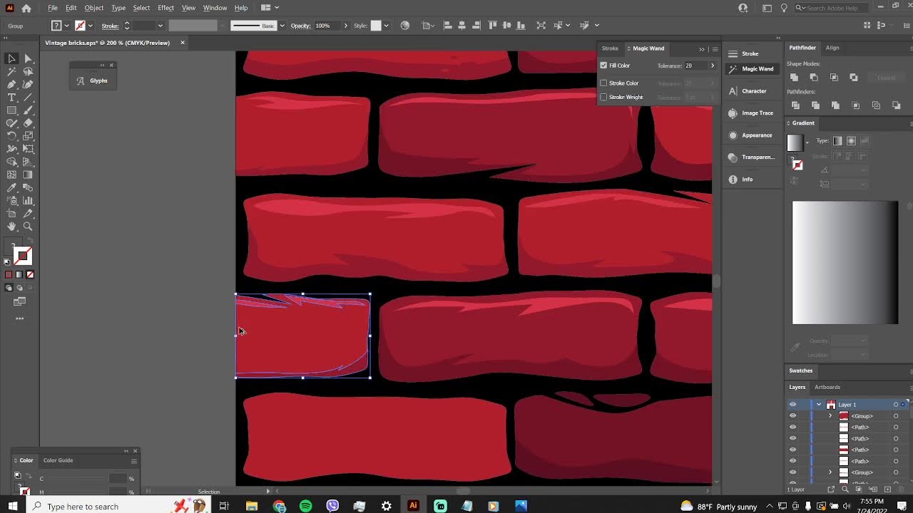 Adding Shadows and Highlights on a wall brick texture.