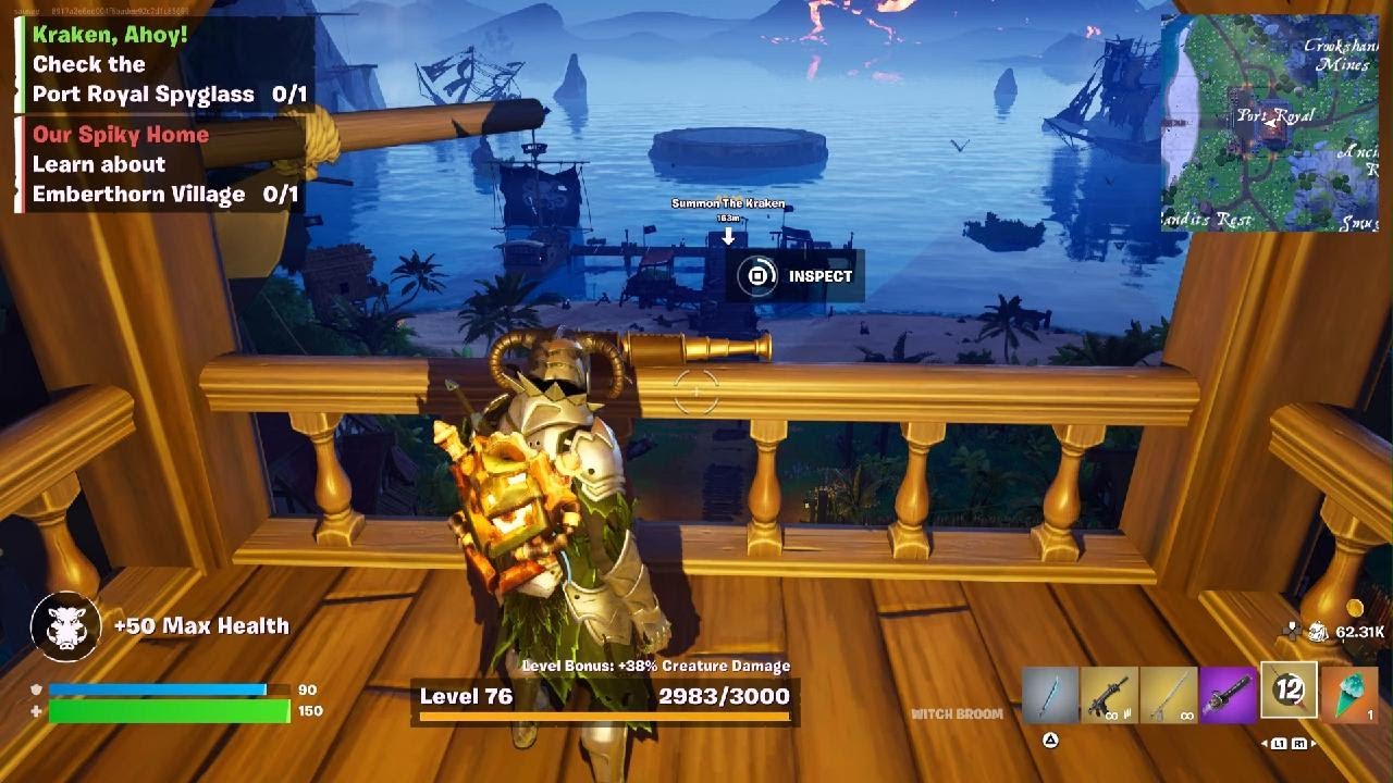 Kraken Boss Fight (Fortnite) Questline Playthrough [part 5] Boar Shrine - Spyglass - Mermaids Tear