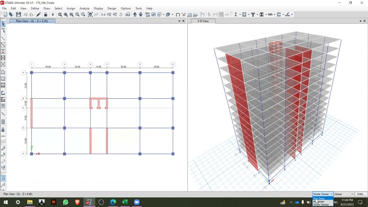 Shear Wall Design of a 15 Storied Building in ETABS (Part 1)