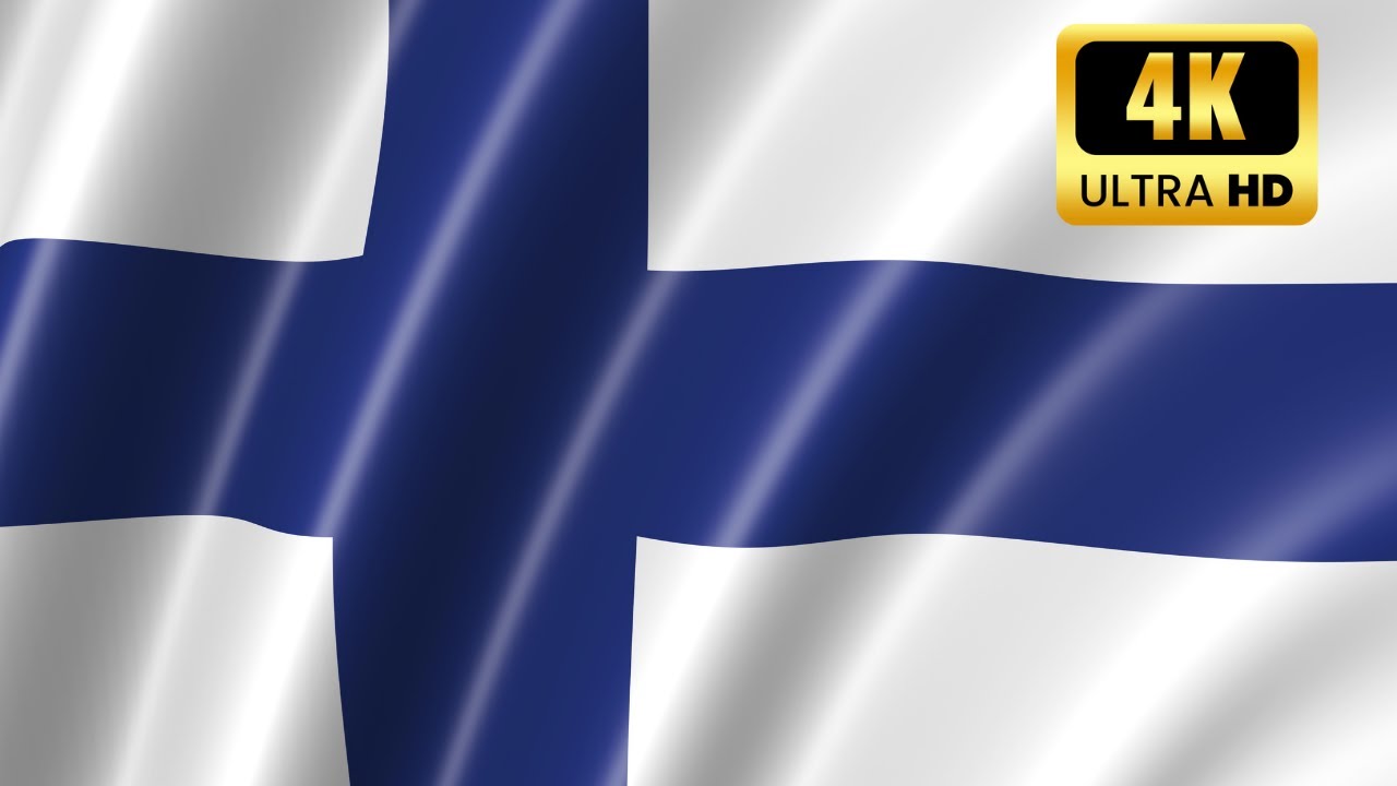FINLAND FLAG | FLAG OF FINLAND | WAVING FINLAND FLAG | 1 HOURS (4K UHD)
