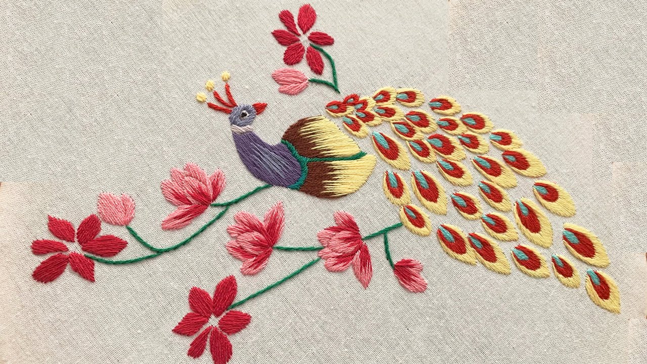 Bordado de pavo real | Puntadas fáciles para aprender a bordar