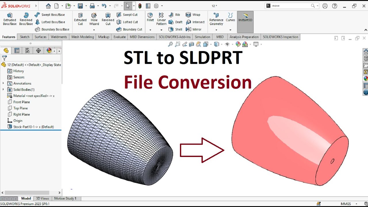 Convert STL file to Solidworks Part with Feature ease