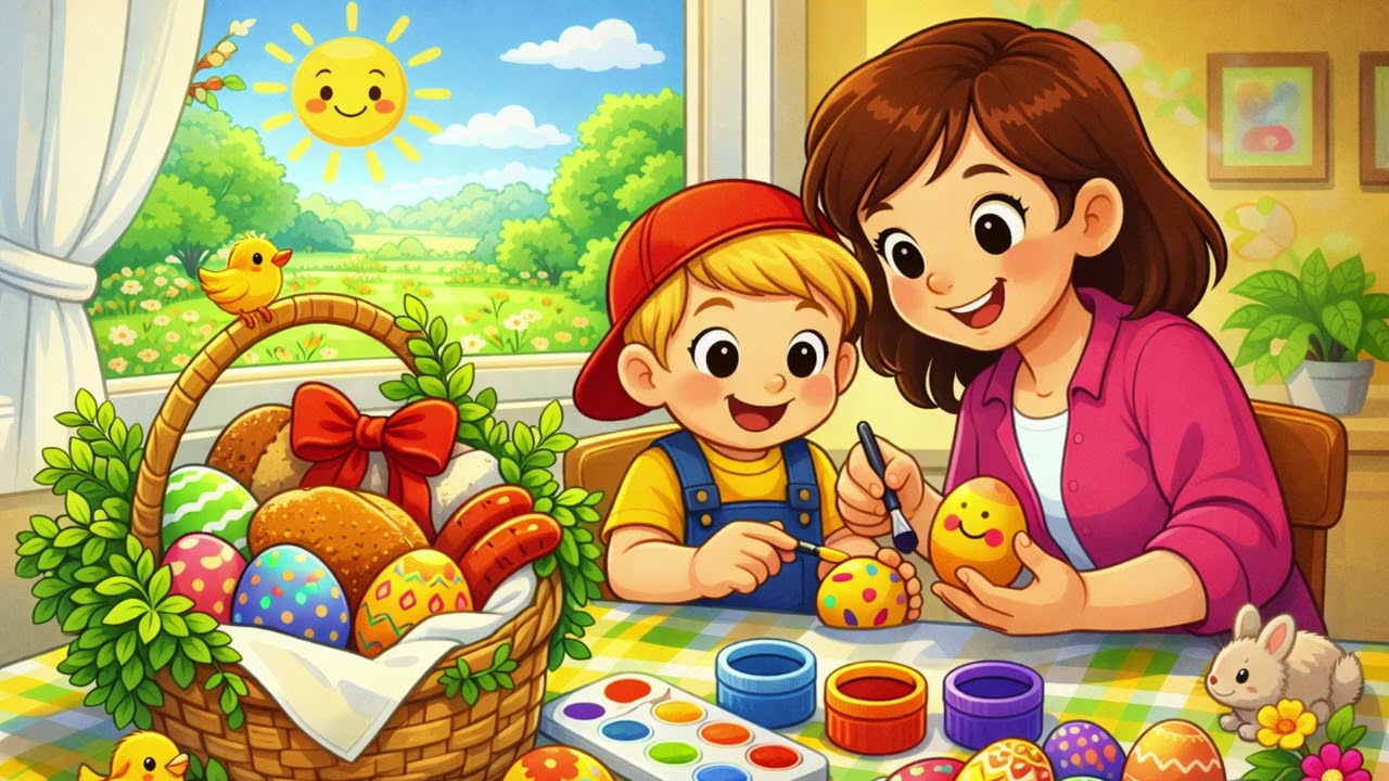 „Dziś stroimy z mamą koszyk” 🐣🌷- Radosna piosenka wielkanocna dla dzieci, piosenka wiosenna