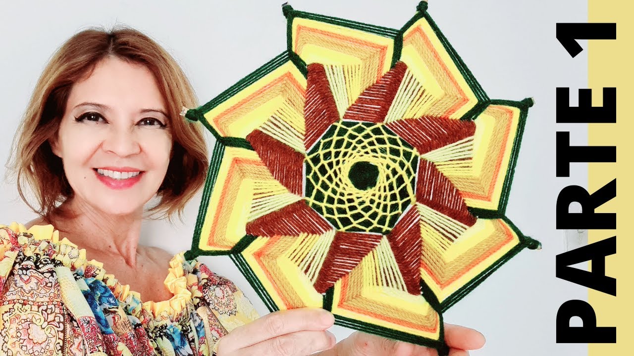 🔴Como Fazer Mandala de Lã Girassol 8 Pontas PARTE 1