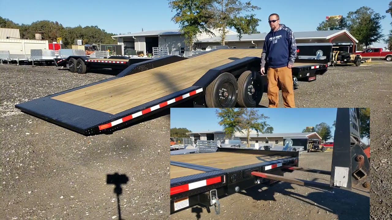 midsota mfg 24 tbwb equipment trailer 16k gvwr hd bobcat skid steer special demo walk-around 8x24
