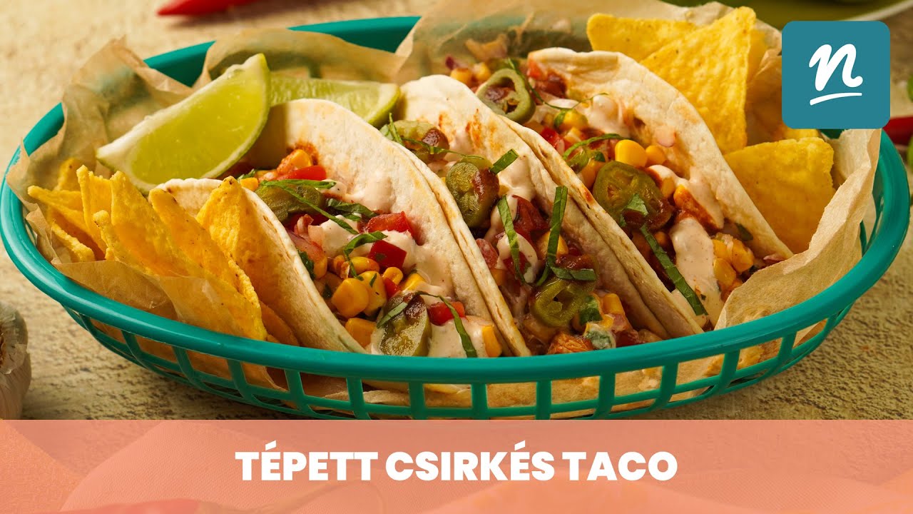 Pik&aacute;ns t&eacute;pett csirkeh&uacute;sos taco kukoricasals&aacute;val recept | Nosalty