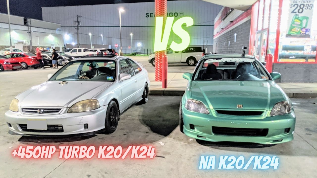 +450hp turbo K20K24 Civic vs N/A K20K24 Civic