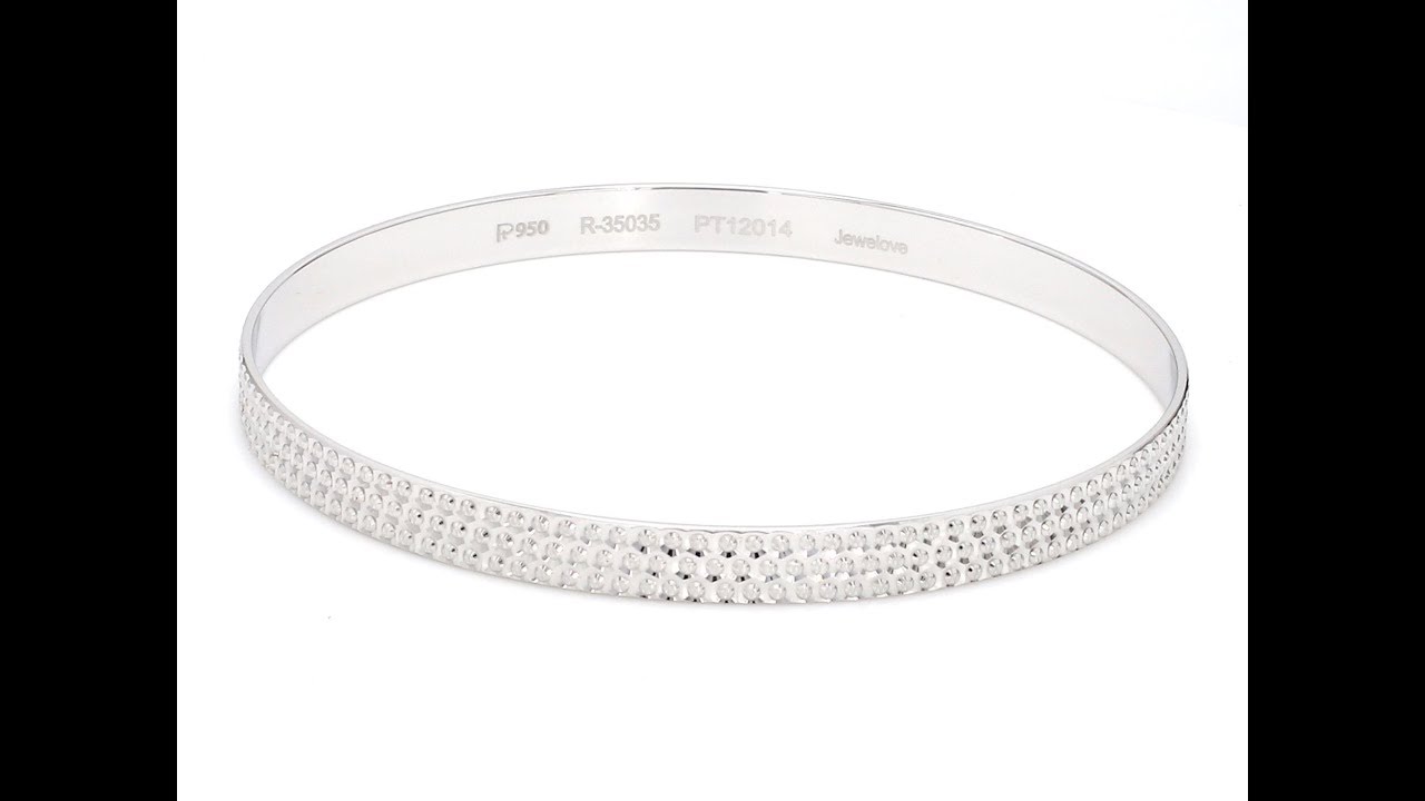 Platinum Bangle with Full Diamond Cut SJ PTB 307 - Jewelove