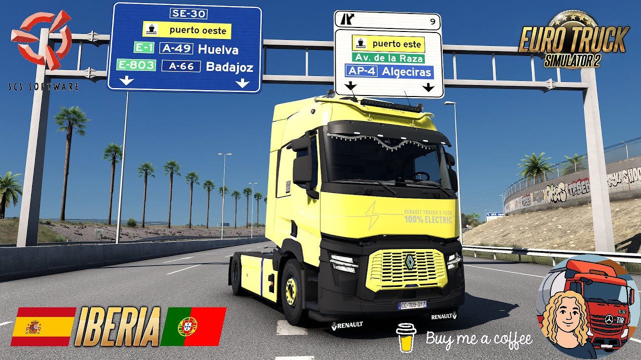 Euro Truck Simulator 2 (1.56) Renault E-Tech T Delivery Algericas to Sevilla Spain + DLC's & Mods