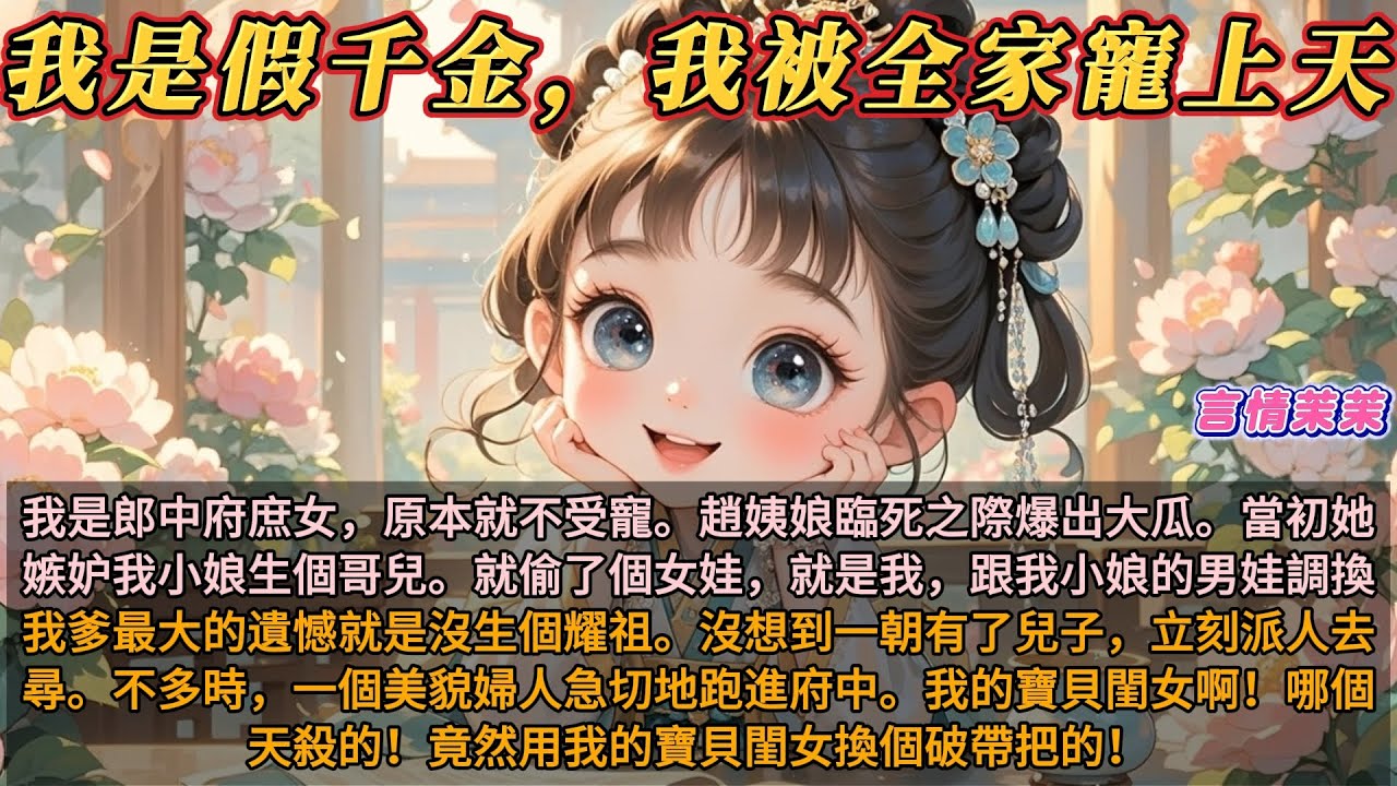 《我是假千金我被全家寵上天》我是郎中府庶女，本就不受寵。不曾想趙姨娘死之前爆出大瓜。我小娘生的是男娃。我爹立刻派人去尋。不多時，一個美婦人跑進府中。我的寶貝閨女！哪個天殺的用我的閨女換個破帶把的！