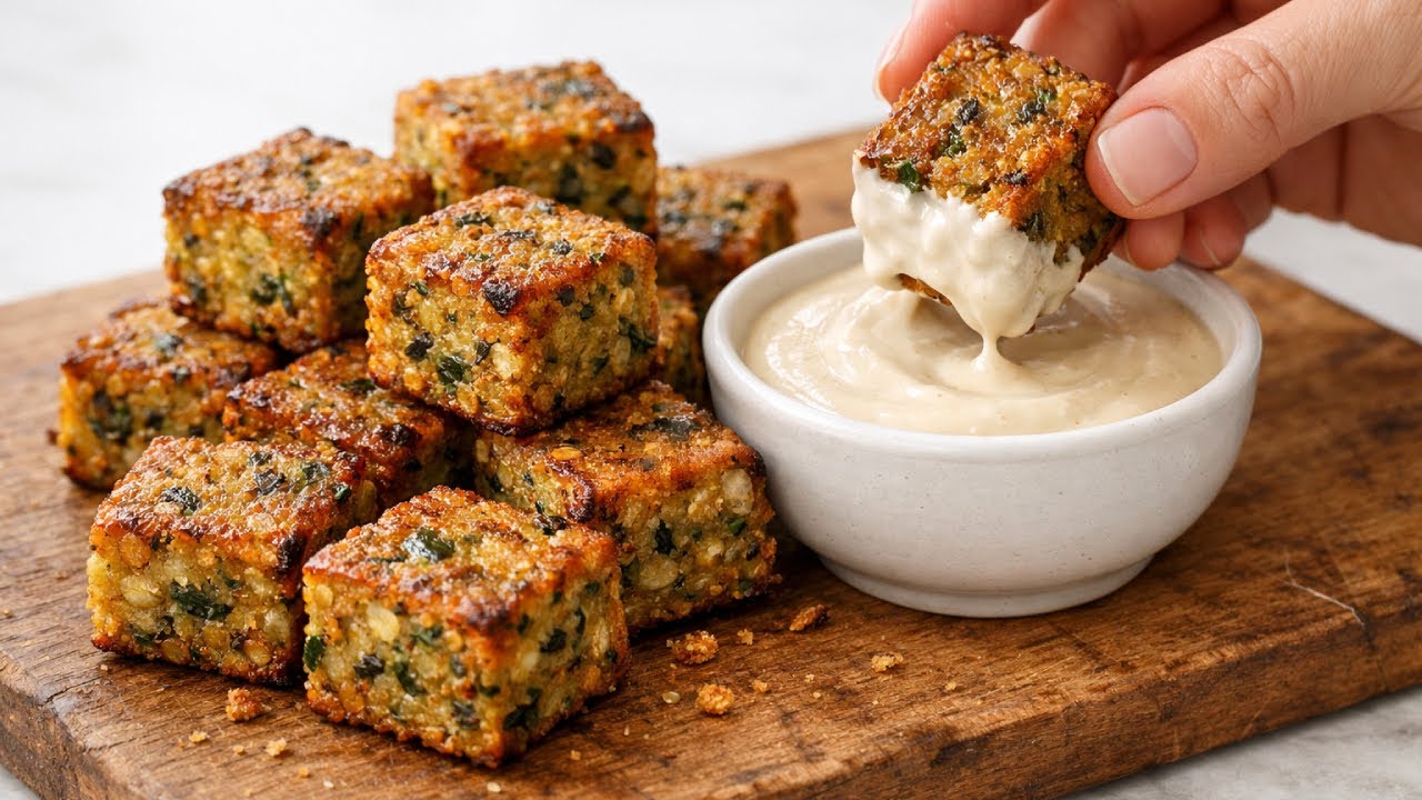 These baked lentil cubes are my favorite high-protein snack!