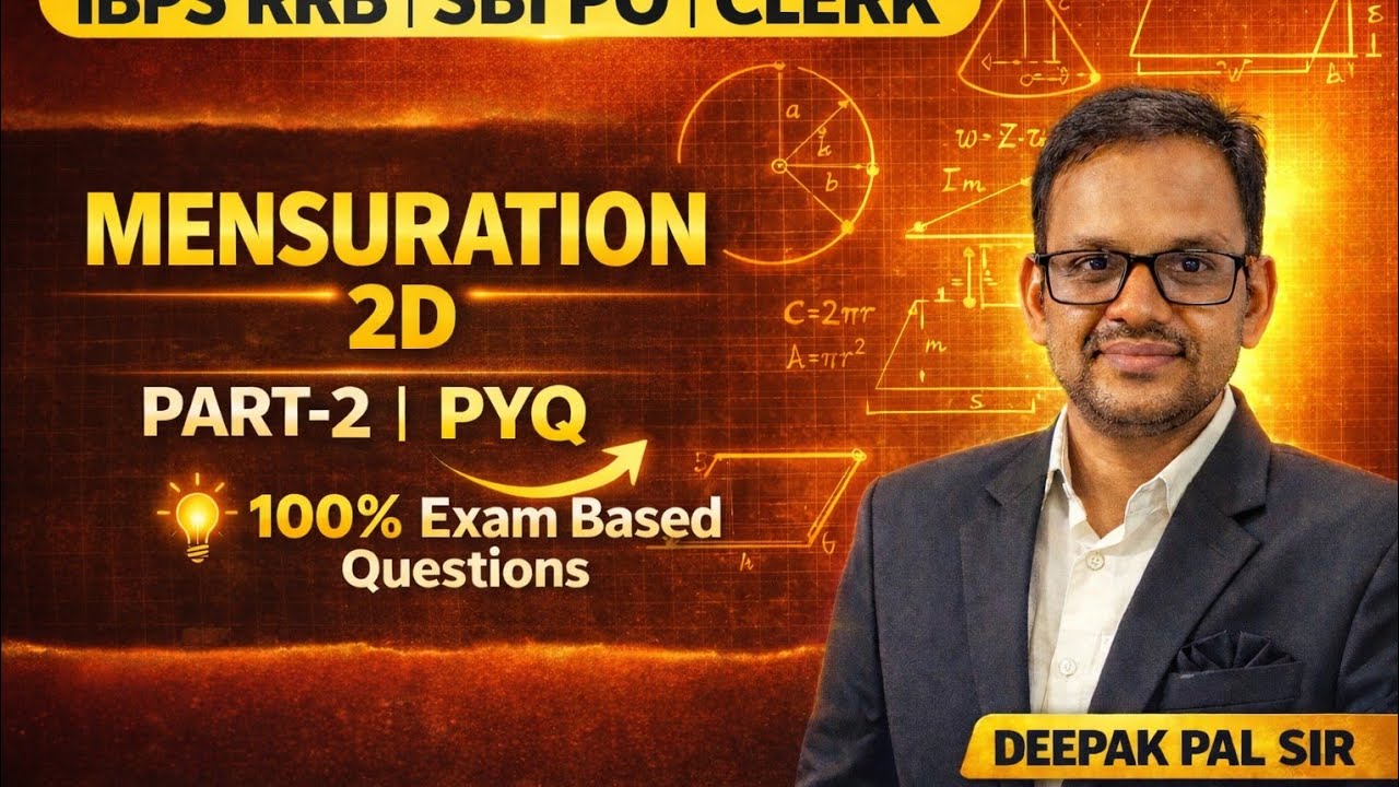 Mensuration 2D concept+Tricks IBPS RRB SBI PO Clerk PYQ by Deepak pal sir 