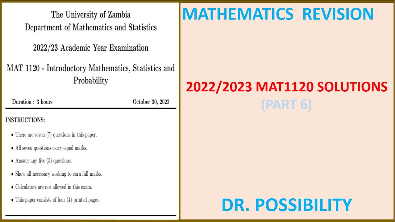 MAT 1120 2023 EXAM QUESTION 5 a and 5b