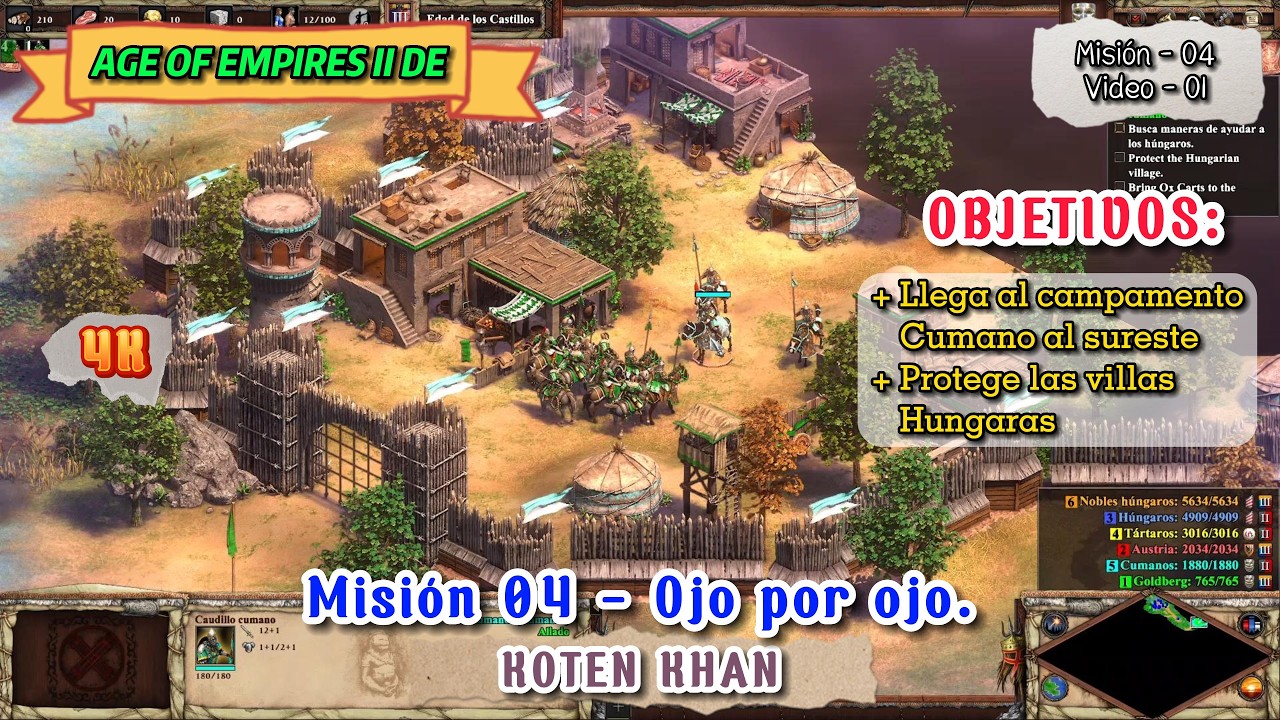 Age of Empires II DE 4K | Misión 04 - Ojo por ojo. (Video - 01) Koten Khan.