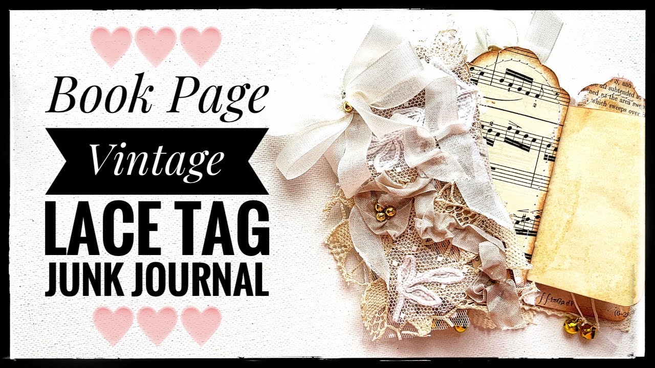 Book Page - Vintage Lace Tag Junk Journal