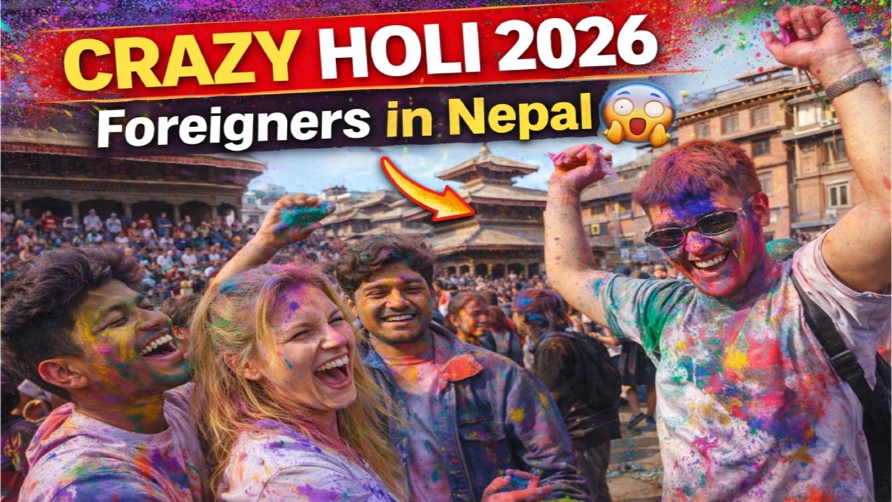 Foreigners Go Crazy Playing Holi in Nepal 🇳🇵 | Holi Festival 2026 at Durbar Square Kathmandu