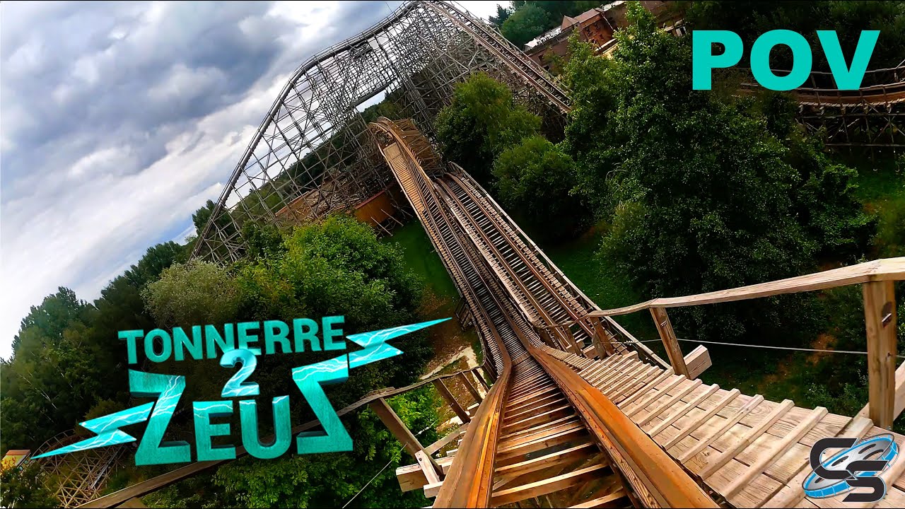 Tonnerre 2 Zeus Front Seat POV Parc Ast&eacute;rix Wooden Roller Coaster
