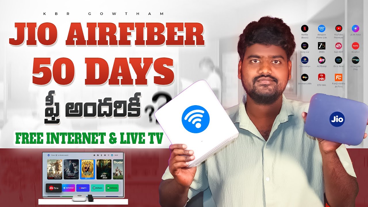📢 Jio Air Fiber 50 Days FREE Offer 2025! 🔥 Free Live TV + High-Speed Internet in Telugu