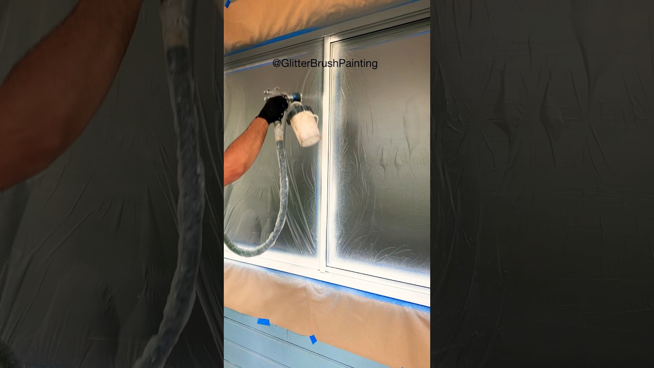 Aluminium window painting #asmr #ashortaday #satisfying #glitterbrushpainting #like #100k