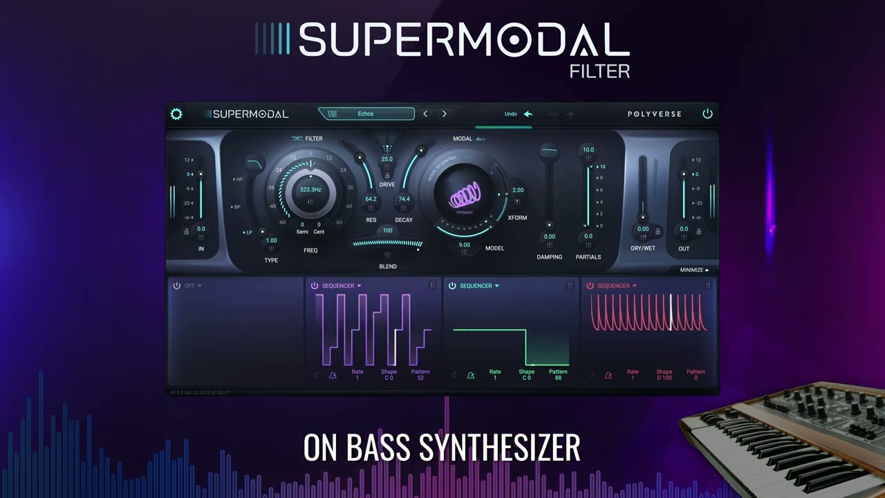 Supermodal Filter on Bass Synth - Preset Demo (No Talking)