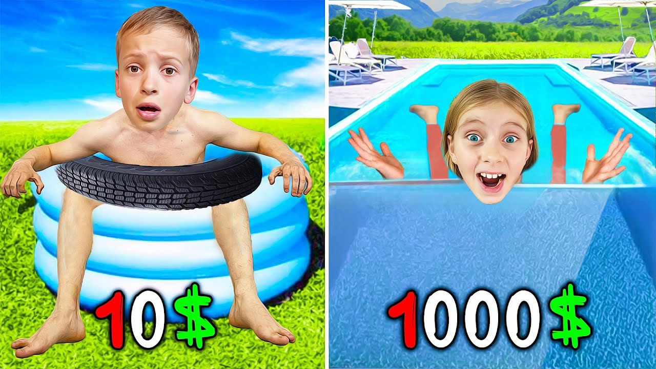 🤑 PISCINA BOGATĂ vs SĂRACĂ  🌊 24 ore în PISCINĂ ⏰ Episodul 3