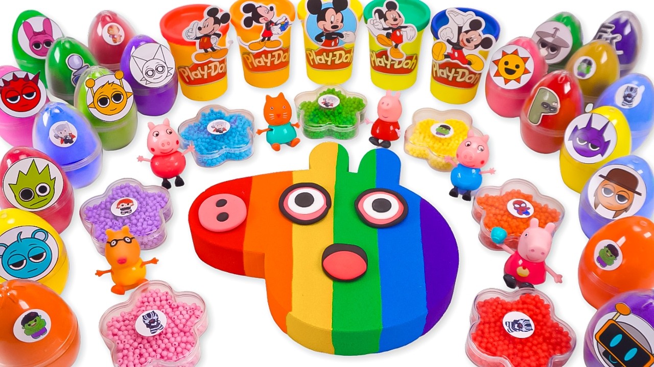 DIY ASMR How to Make Rainbow PEPPA PIG with Play-Doh Kinetic Sand🌈Satisfying Video