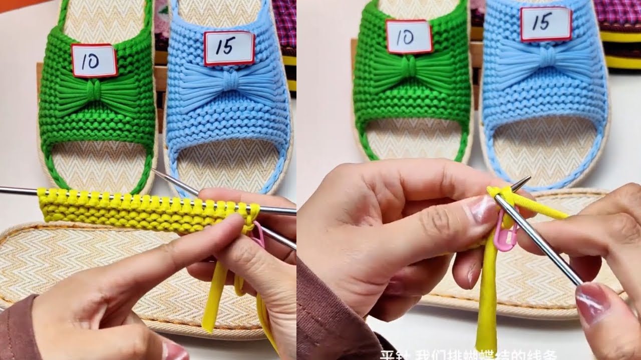 Handmade slippers#manual #knitting