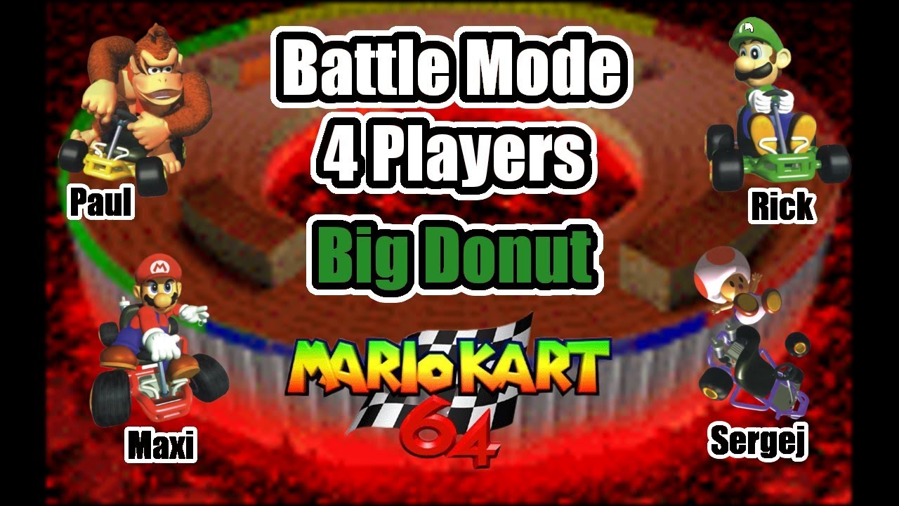 Mario Kart 64 - MULTIPLAYER Battle Mode - Big Donut (Wii U Virtual Console)