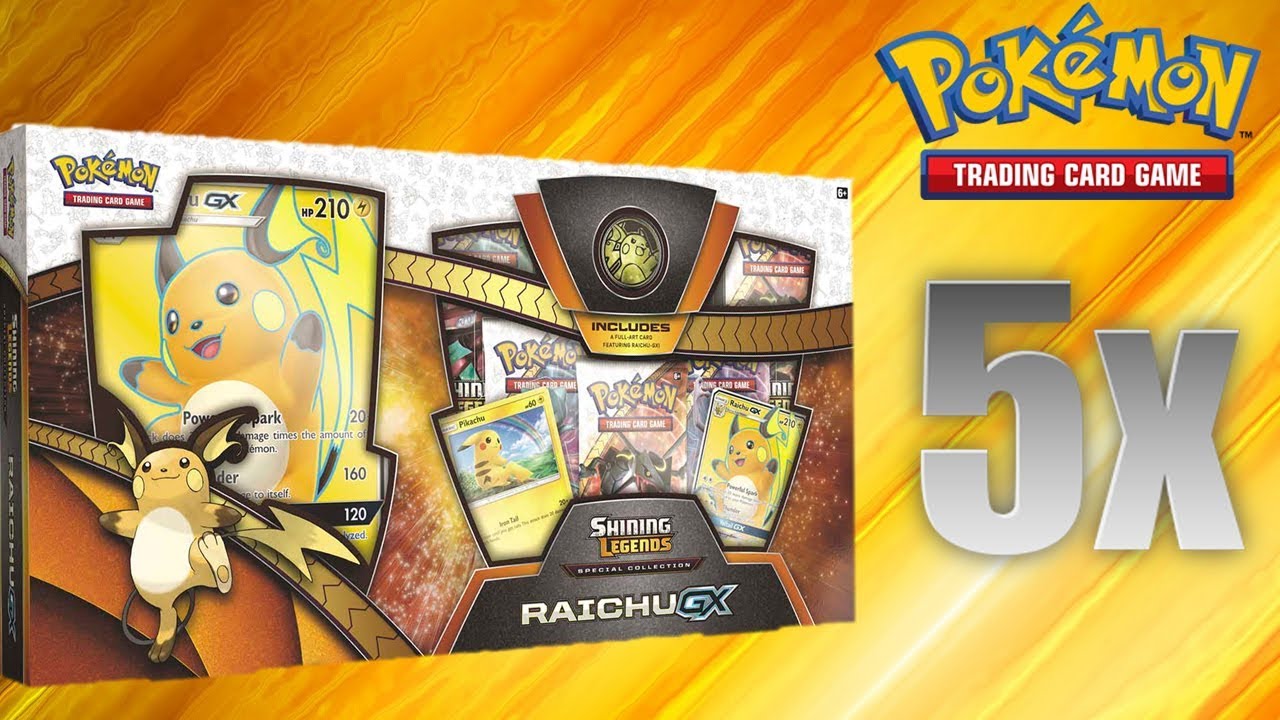 Opening 5x Pokemon Shining Legends Raichu GX Boxes