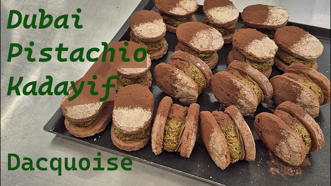 Pistachio Kadayif Dacquoise | Viral Crunchy Dubai Filling | 오사르르 두바이 꾸덕 다쿠아즈 