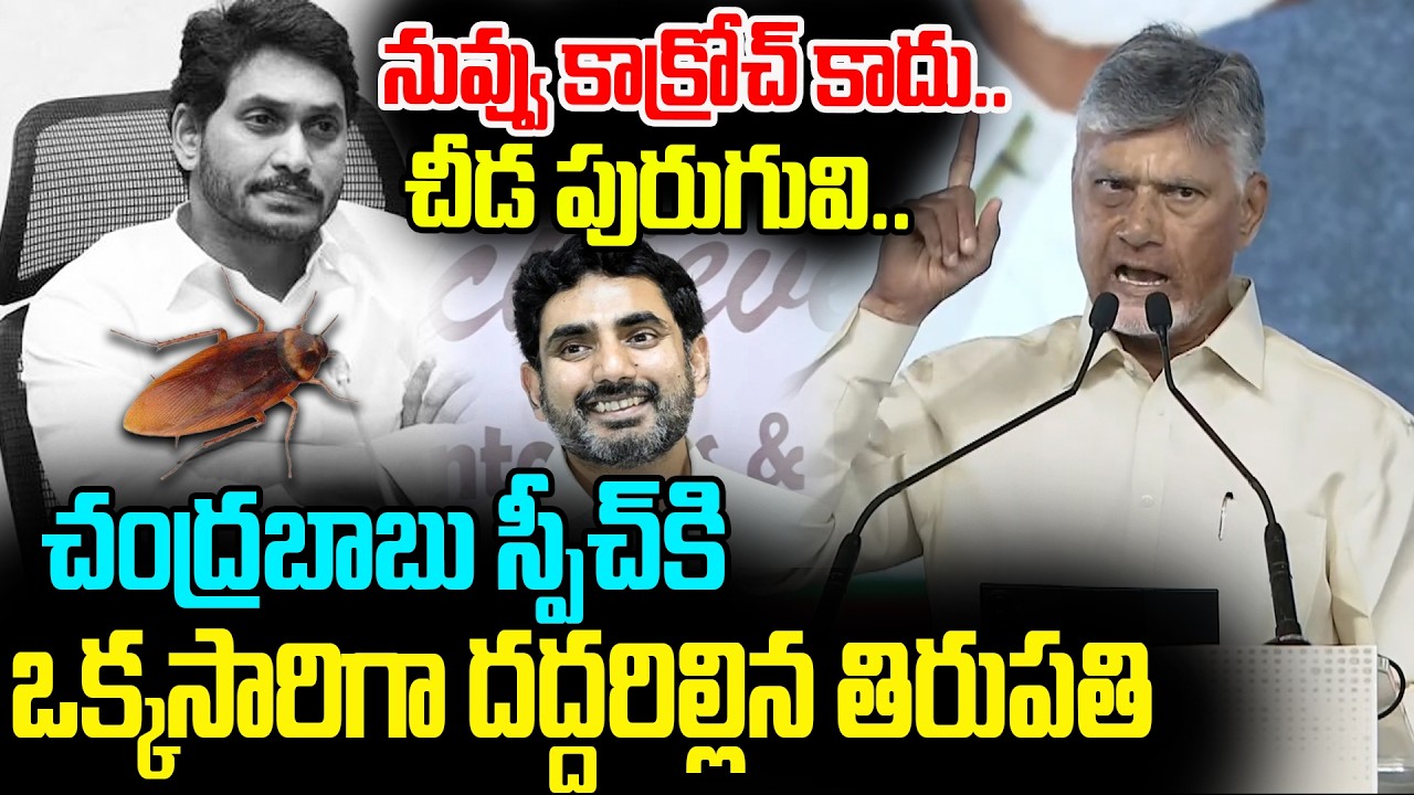 CM Chandrababu Speechకి దద్దరిల్లిన Tirupathi | Babu Aggressive Counter to Jagan in Tirupati | Cult