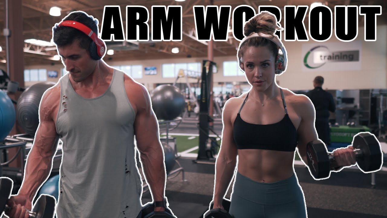 Brad and Aubrie's Full Arm Day - Arm Day For Girls - Build Bigger Arms - Full Workout