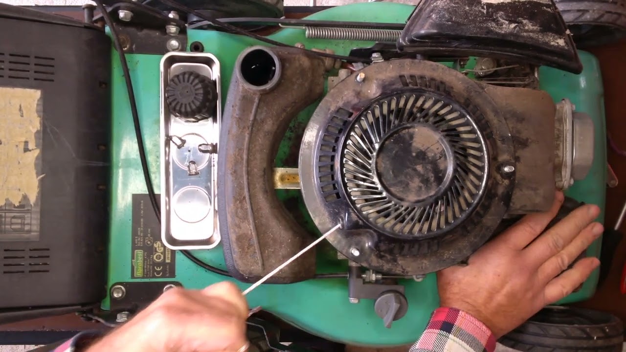 Lawnmower pull starter cord replacement.  Rasenmäher Zugseil wechseln