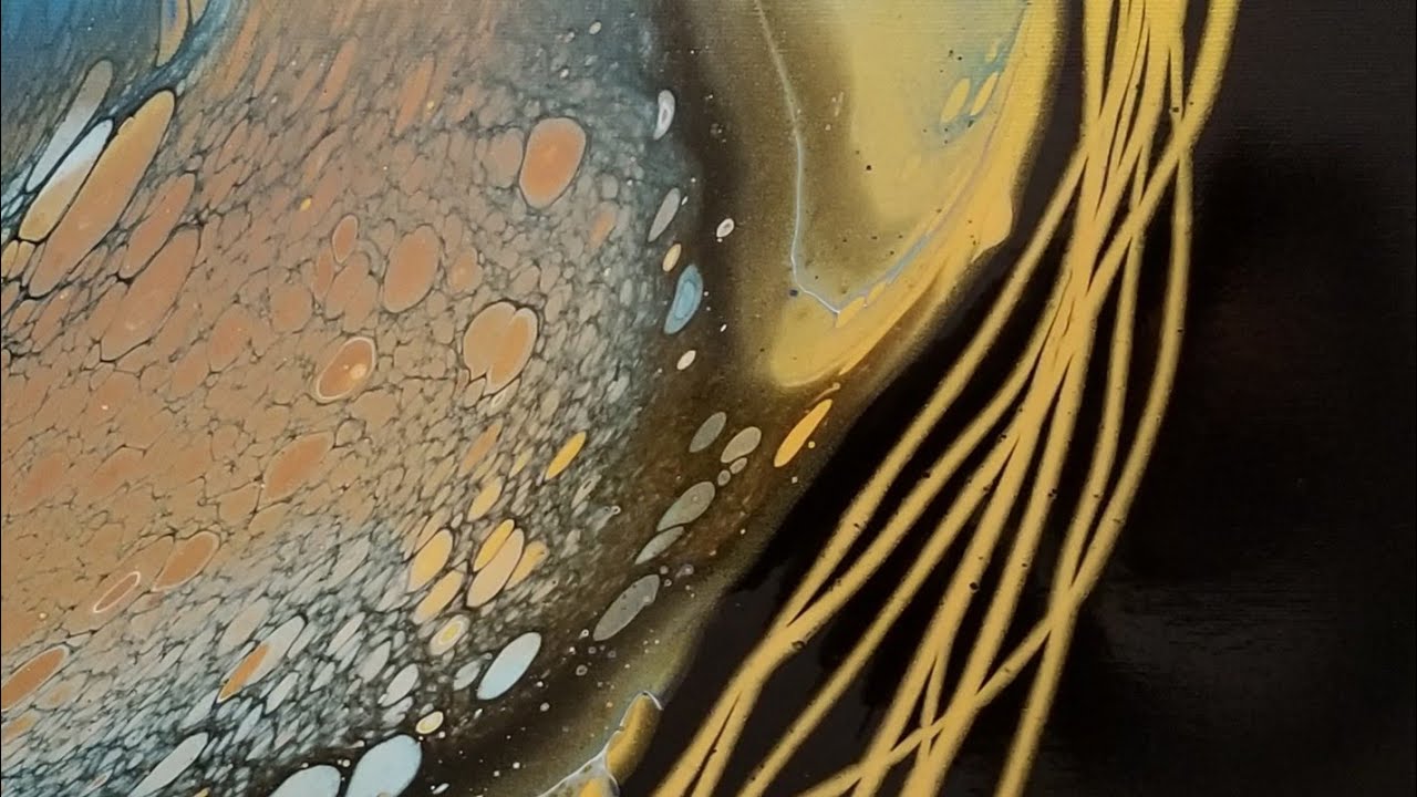 (69) ACRYLIC POURING Flip Cup with Drizzle/Ribbons FLOETROL and GLUE as Medium ELEGANT RESULT!