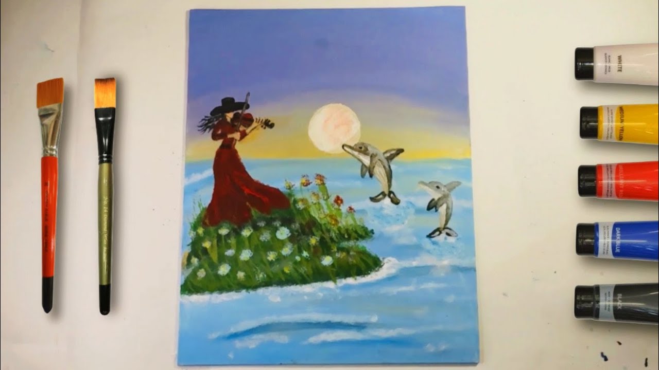 Moonlight Melody | Dreamy Acrylic Painting Tutorial