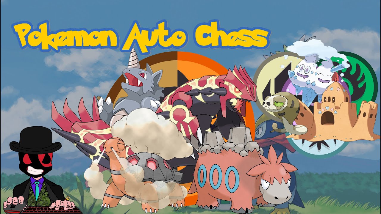 Stalling in Sandstorm with Primal Groudon. Pokemon Auto Chess. 8 Ground, 4 Fire, 3 Amorphous.