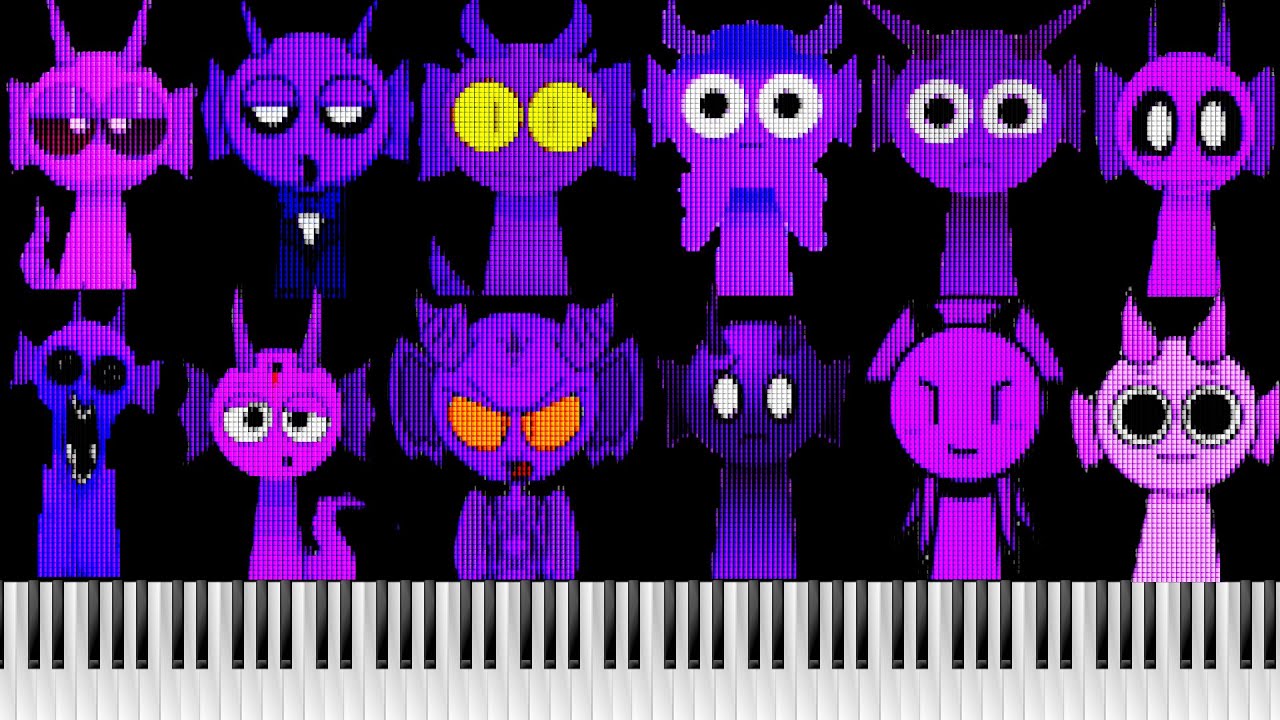 Incredibox Sprunki: Durple 50 Stages Evolution 🎹 Drawn with Piano Notes #piano #music #visualizer
