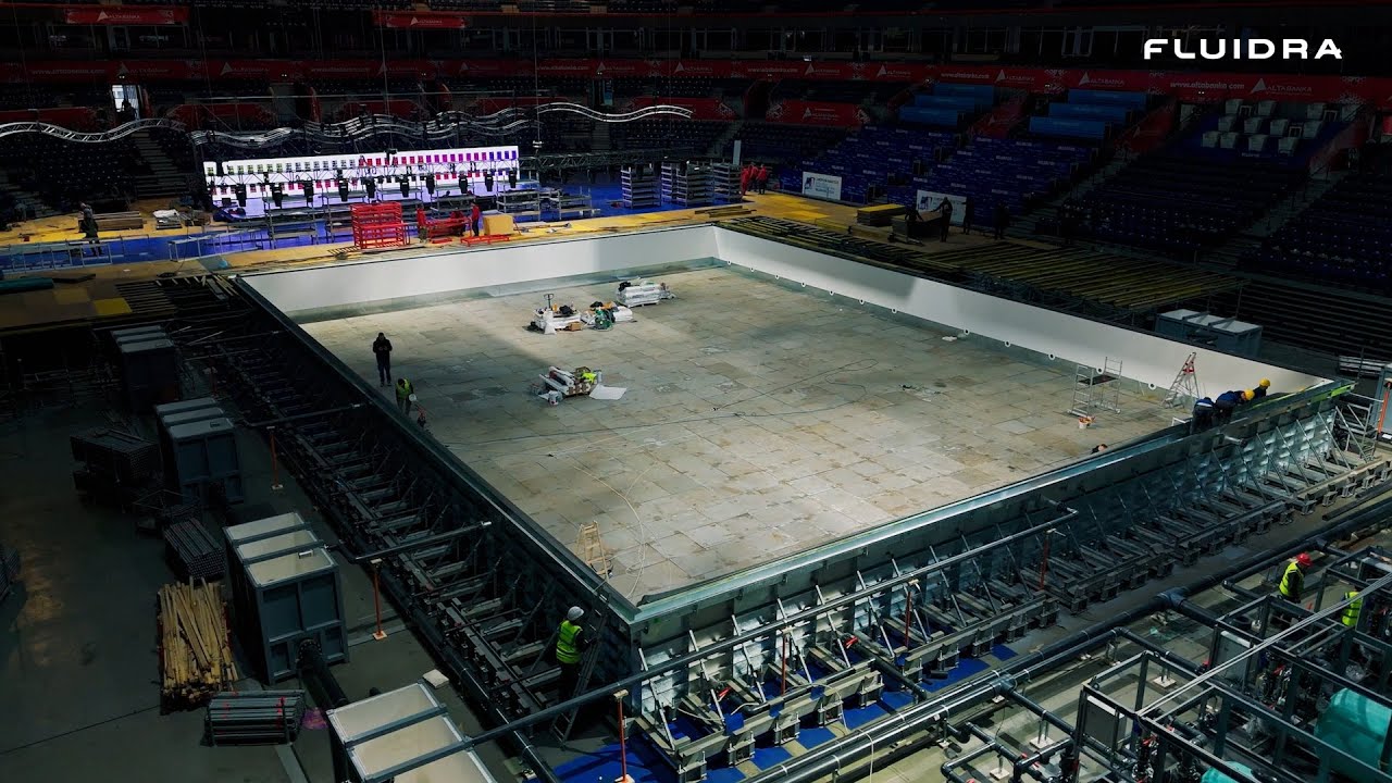 Behind the pool installation at the Belgrade Arena I European Water Polo Championships 2026