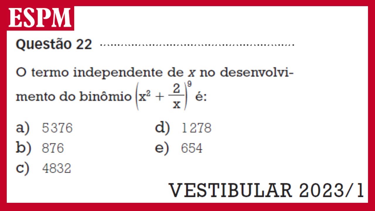 CORRE&Ccedil;&Atilde;O ESPM 2023 1 -  QUEST&Atilde;O 22 - MATEM&Aacute;TICA