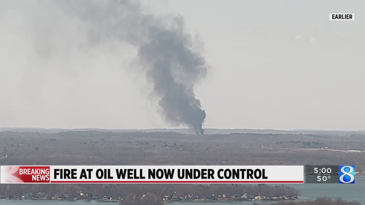 Smoke rises from oil well fire south of Wayland