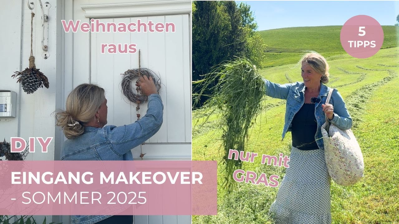 DIY - 5 EINFACHE TIPPS mit Gras - DEKORIERE deinen EINGANG neu!