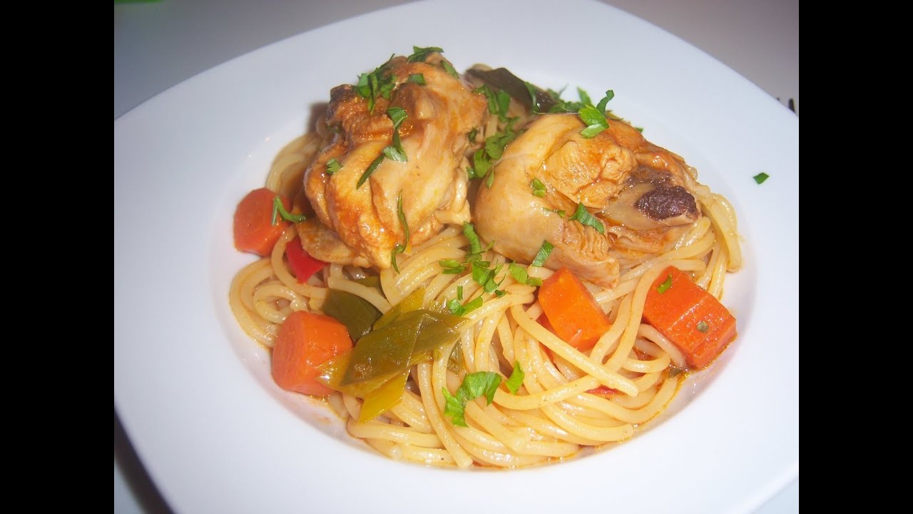 Receita de Frango com esparguete