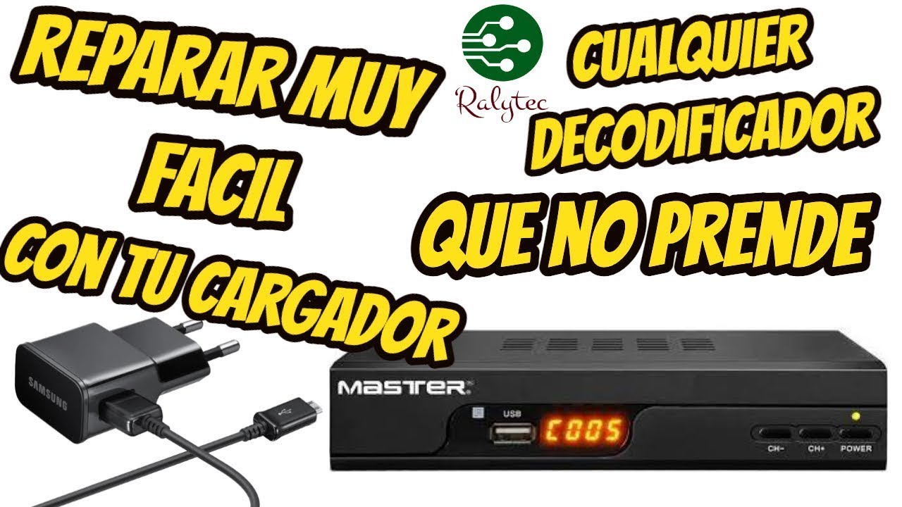 Reparar decodificador TV no prende,Con un cargador de celular  Convertidor Tv analogica a Hd Con USB