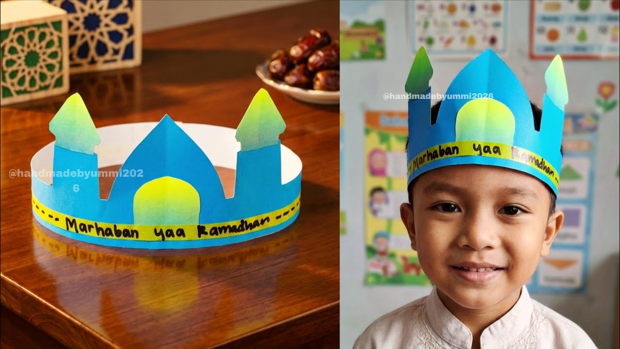 Topi Pawai / Mahkota Tarhib Ramadhan Dari Kertas Asturo | Aksesoris Karnaval Ramadhan Anak TK