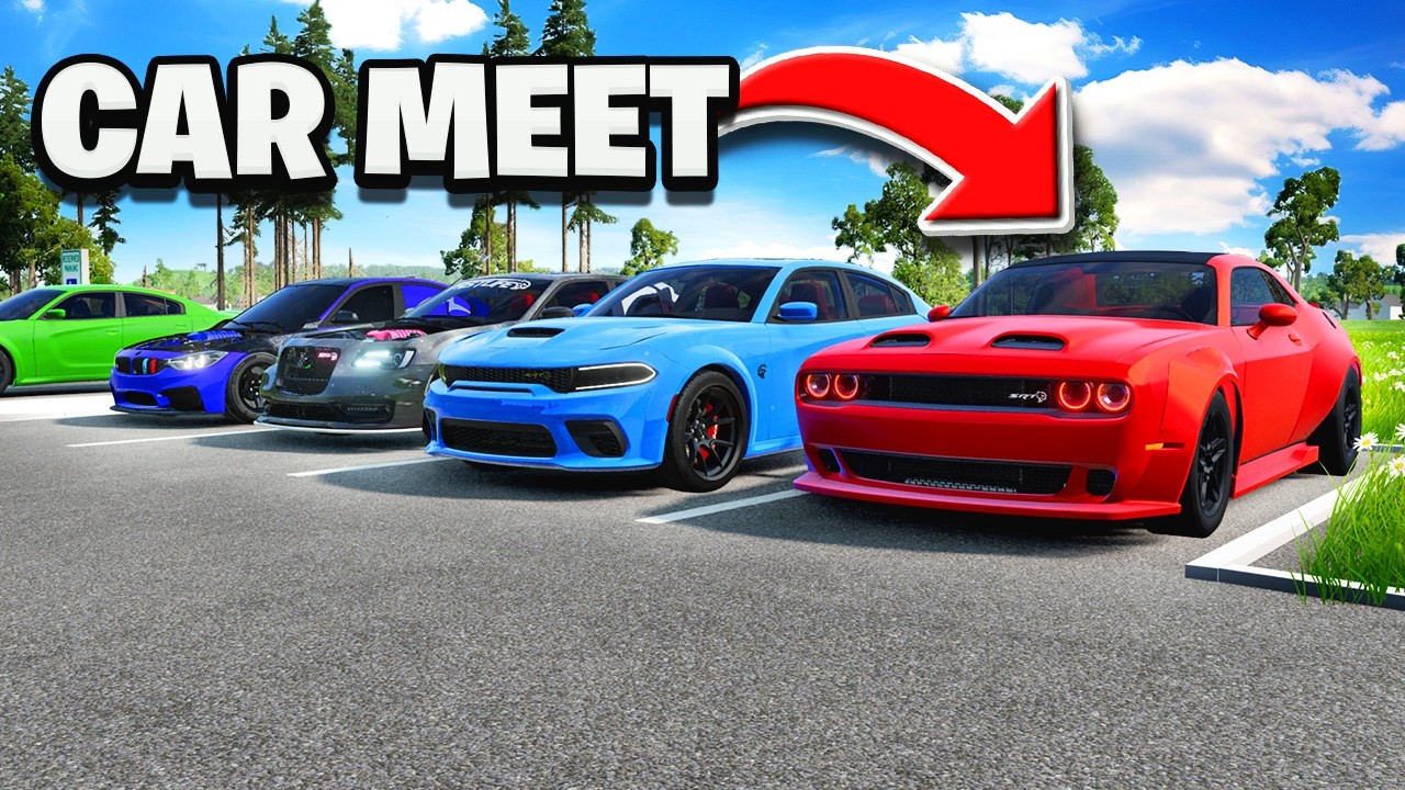 Я побывал на САМОЙ МАСШТАБНОЙ ВСТРЕЧЕ АВТОМОБИЛЕЙ HELLCAT на BeamNG Drive.